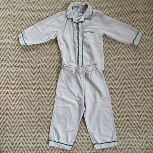 Petite Plume Pajama in size 3T, white with green piping